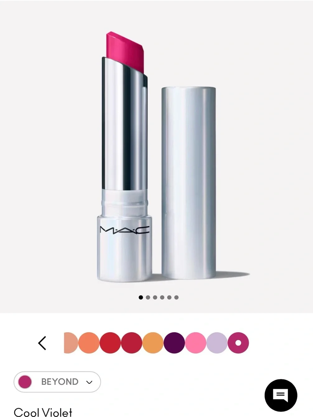 New! MAC Glow Play - BEYOND Cool Violet Lipstick